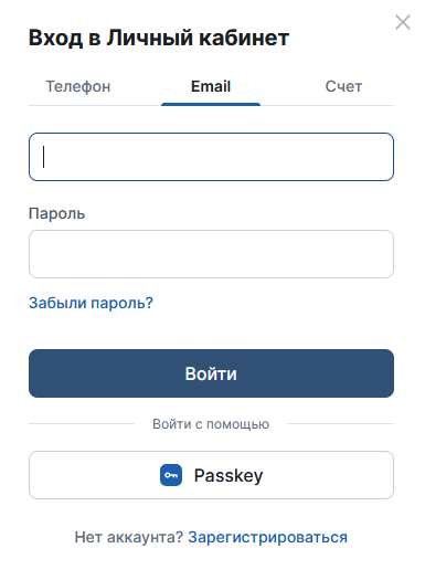 Авторизація на сайті 24Bet через email з полем для введення електронної пошти та пароля для входу в акаунт